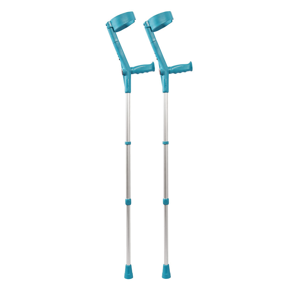 Rebotec Safe-In-Soft, Forearm Crutches with Safety Cuff & Hinge - Aqua