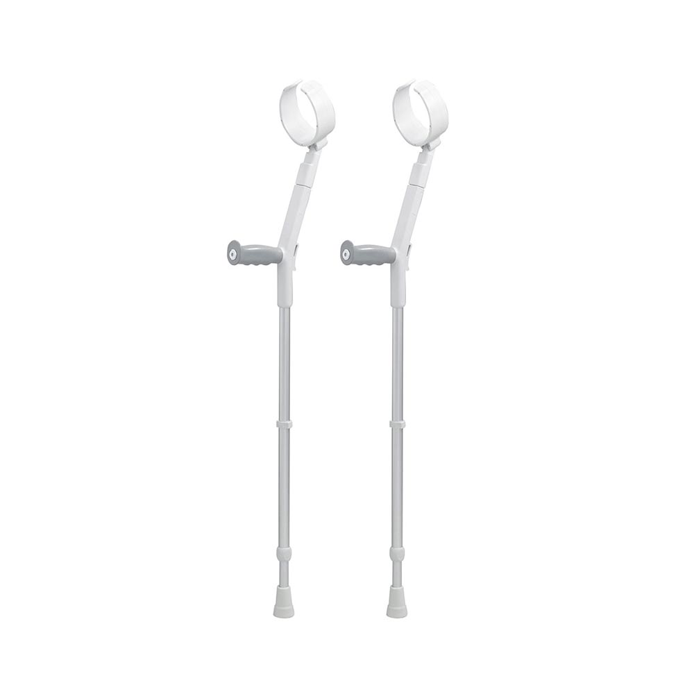 Rebotec Safe-In-Soft, Forearm Crutches with Safety Cuff & Hinge - Light Grey