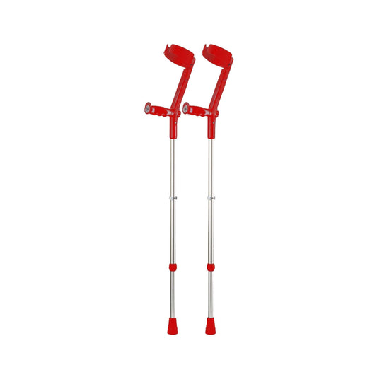 Rebotec Safe-In-Soft, Forearm Crutches with Safety Cuff & Hinge - Red