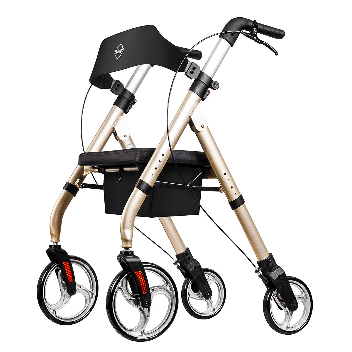 Tall & Strong Rollator, Heavy Duty Bariatric Mobility Walker - Champagne